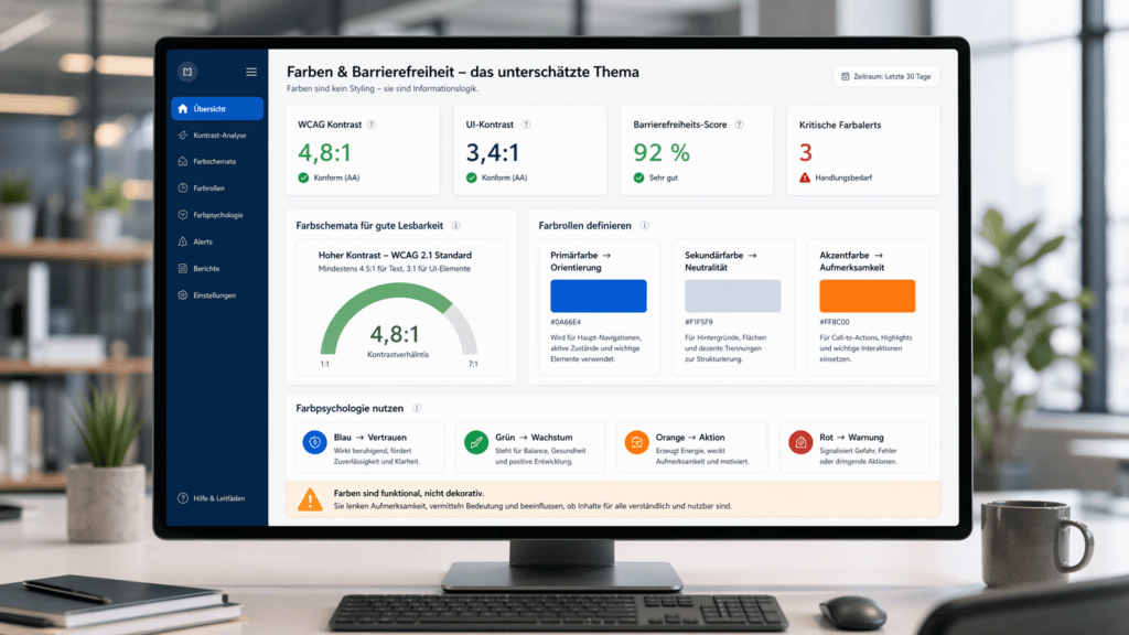 Farbkontraste und Barrierefreiheit im Dashboard Webdesign